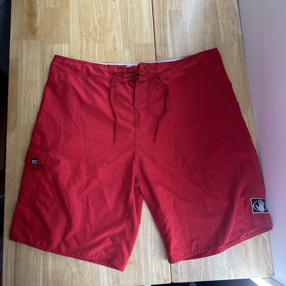Body Glove Men's‎ Board Shorts Swim Trunks Size 40 Red Drawstring Waist
